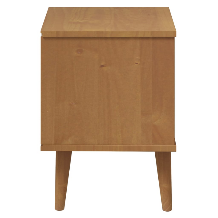 MOLDE Solid Pine Wood Bedside Cabinet – Elegant Brown Nightstand with 2 Drawers, 40x35x48 cm - Premium  from Home Treasures - Just £75.99! Shop now at Home Treasures