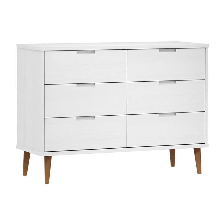 MOLDE Solid Wood Pine Drawer Cabinet in White- Scandinavian Style, 6-Drawer Storage Unit (113x40x80 cm) - Premium  from Home Treasures - Just £216.99! Shop now at Home Treasures