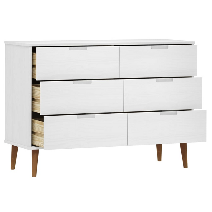 MOLDE Solid Wood Pine Drawer Cabinet in White- Scandinavian Style, 6-Drawer Storage Unit (113x40x80 cm) - Premium  from Home Treasures - Just £216.99! Shop now at Home Treasures