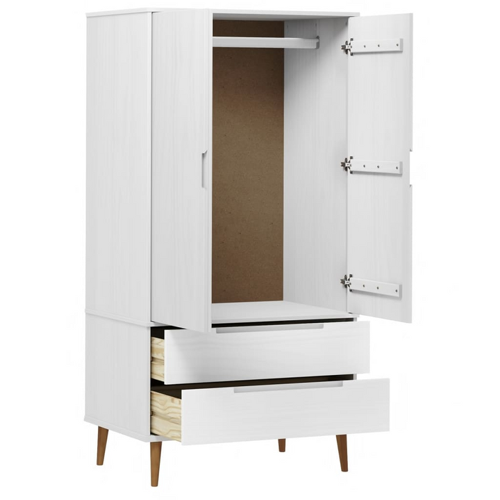 MOLDE White Wardrobe 90x55x175 cm | Solid Pine Wood Closet with Scandinavian Design - Premium  from Home Treasures - Just £330.99! Shop now at Home Treasures