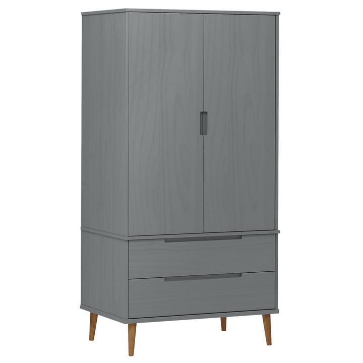 MOLDE Wardrobe in Grey - 90x55x175 cm | Solid Pine Wood | Ample Storage | Scandinavian Design - Premium  from Home Treasures - Just £348.99! Shop now at Home Treasures