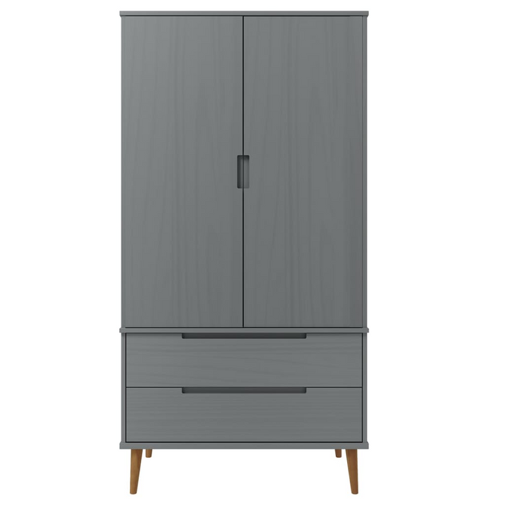 MOLDE Wardrobe in Grey - 90x55x175 cm | Solid Pine Wood | Ample Storage | Scandinavian Design - Premium  from Home Treasures - Just £348.99! Shop now at Home Treasures