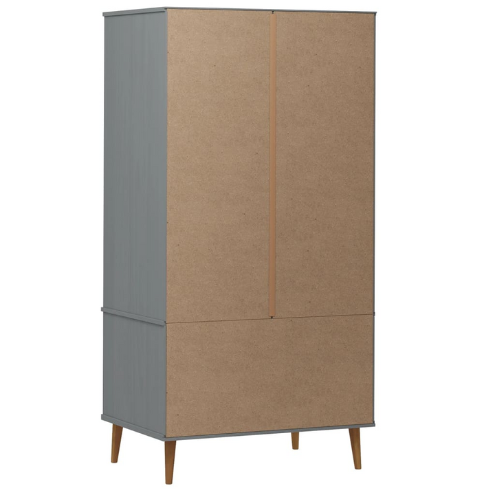 MOLDE Wardrobe in Grey - 90x55x175 cm | Solid Pine Wood | Ample Storage | Scandinavian Design - Premium  from Home Treasures - Just £348.99! Shop now at Home Treasures