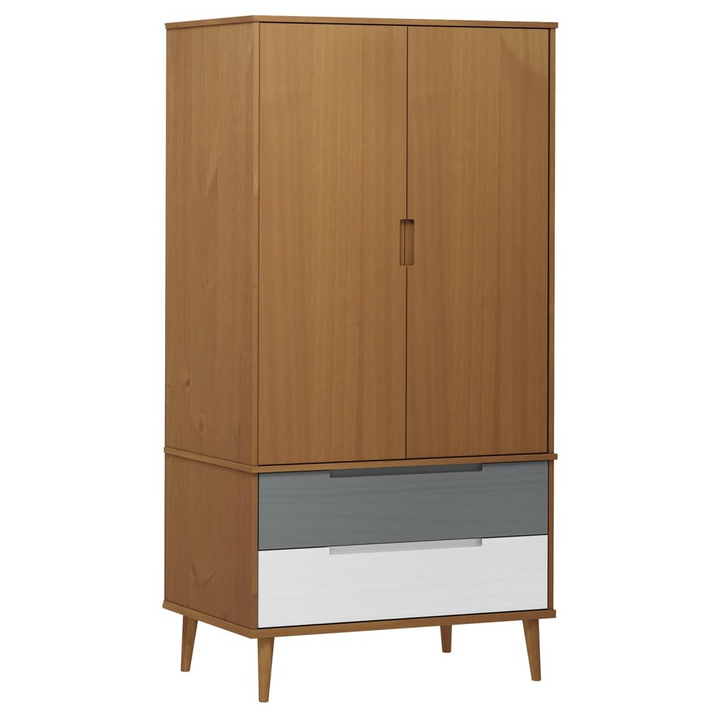 MOLDE Wardrobe - Solid Pine Wood, 90x55x175 cm - Scandinavian Design with Ample Storage Space - Premium  from Home Treasures - Just £325.99! Shop now at Home Treasures