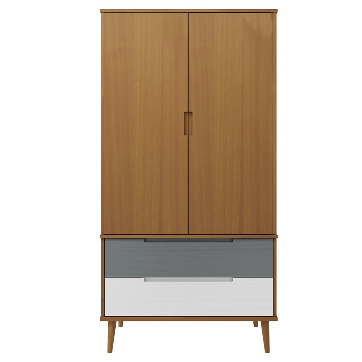 MOLDE Wardrobe - Solid Pine Wood, 90x55x175 cm - Scandinavian Design with Ample Storage Space - Premium  from Home Treasures - Just £325.99! Shop now at Home Treasures