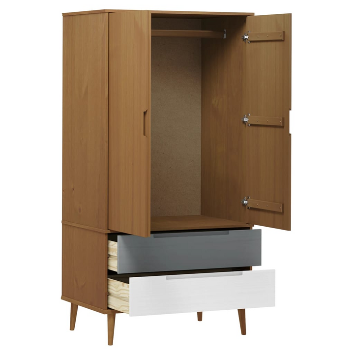 MOLDE Wardrobe - Solid Pine Wood, 90x55x175 cm - Scandinavian Design with Ample Storage Space - Premium  from Home Treasures - Just £325.99! Shop now at Home Treasures