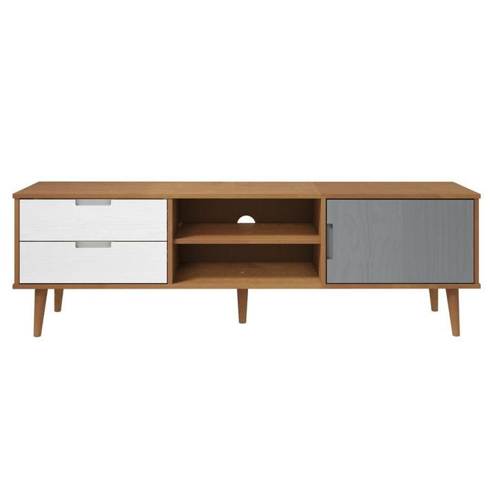 MOLDE TV Cabinet in Solid Pine Wood - 158x40x49 cm, Stylish Brown Finish with Ample Storage - Premium  from Home Treasures - Just £164.99! Shop now at Home Treasures