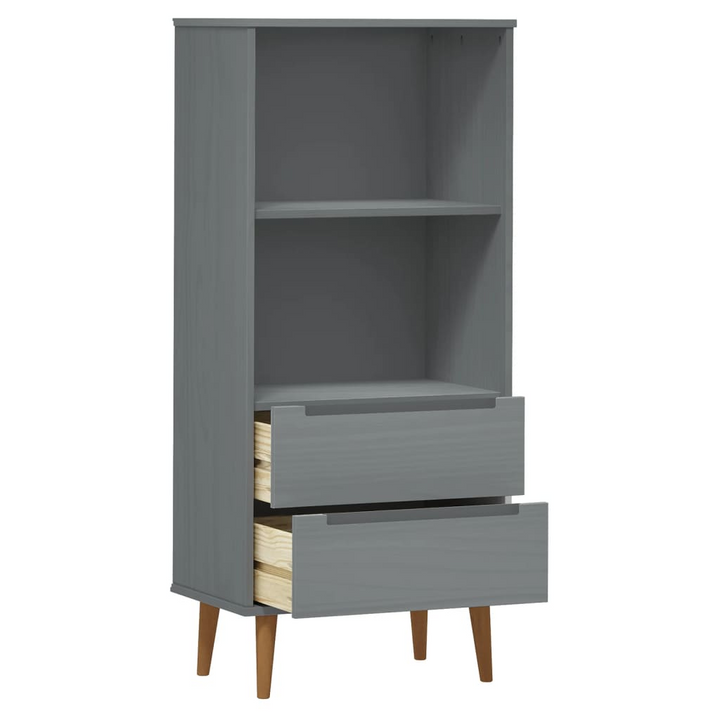 MOLDE Wooden Bookcase - Grey 60x35x133.5 cm | Solid Pine Wood | Ample Storage & Scandinavian Design - Premium  from Home Treasures - Just £111.99! Shop now at Home Treasures