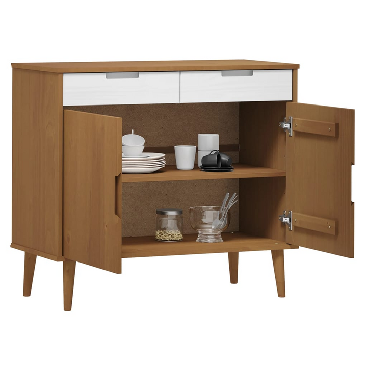 MOLDE Sideboard in Brown 90x40x80 cm | Solid Pine Wood | Scandinavian Design Cabinet with Ample Storage - Premium  from Home Treasures - Just £103.99! Shop now at Home Treasures