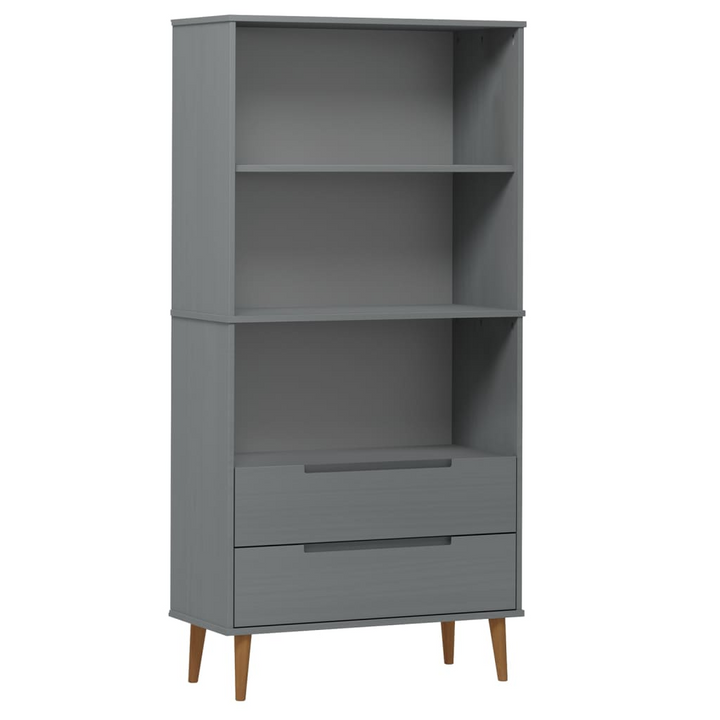 MOLDE Grey Bookcase 85x35x170.5 cm | Solid Pine Wood - Scandinavian Design, Ample Storage Space - Premium  from Home Treasures - Just £209.99! Shop now at Home Treasures