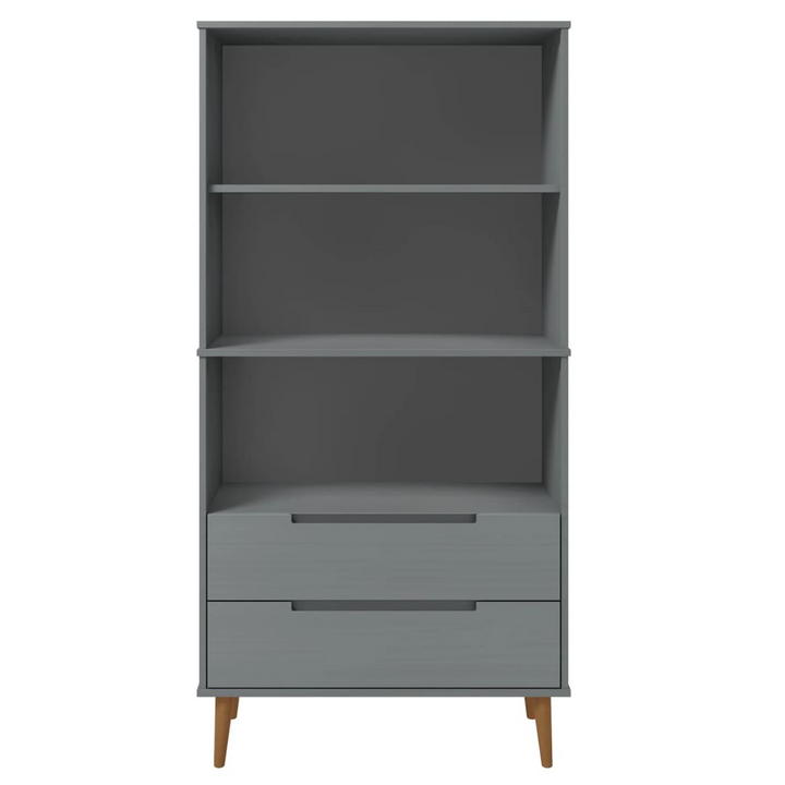 MOLDE Grey Bookcase 85x35x170.5 cm | Solid Pine Wood - Scandinavian Design, Ample Storage Space - Premium  from Home Treasures - Just £209.99! Shop now at Home Treasures