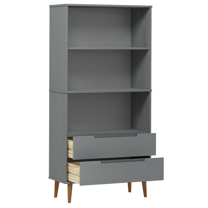 MOLDE Grey Bookcase 85x35x170.5 cm | Solid Pine Wood - Scandinavian Design, Ample Storage Space - Premium  from Home Treasures - Just £209.99! Shop now at Home Treasures