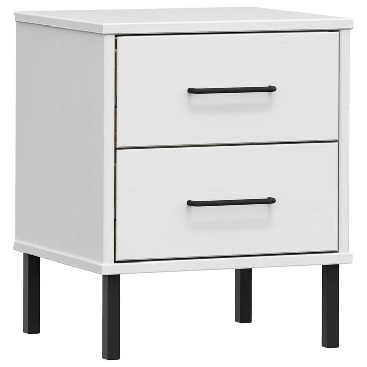 OSLO Solid Pine Wood Bedside Cabinet with Metal Legs in White, 2 Drawers | Stylish & Functional Furniture - Premium  from Home Treasures - Just £76.99! Shop now at Home Treasures