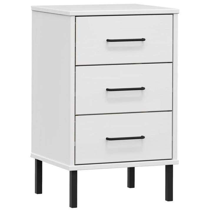 OSLO Bedside Cabinet with Metal Legs - White Solid Wood Pine - Premium  from Home Treasures - Just £56.99! Shop now at Home Treasures