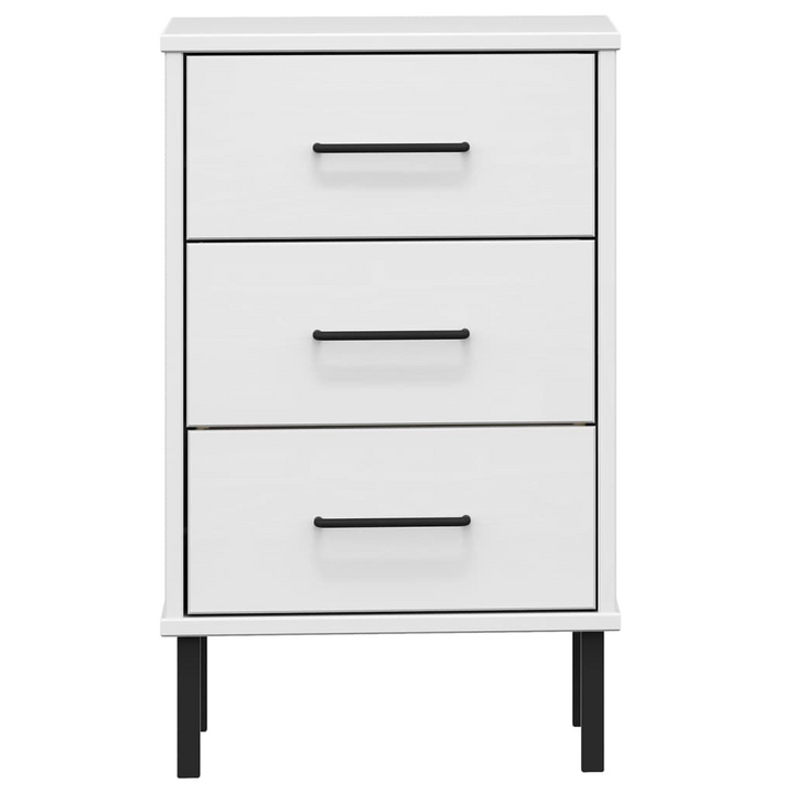 OSLO Bedside Cabinet with Metal Legs - White Solid Wood Pine - Premium  from Home Treasures - Just £56.99! Shop now at Home Treasures