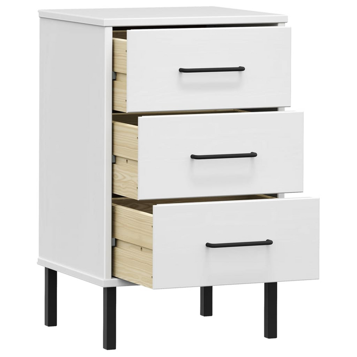 OSLO Bedside Cabinet with Metal Legs - White Solid Wood Pine - Premium  from Home Treasures - Just £56.99! Shop now at Home Treasures