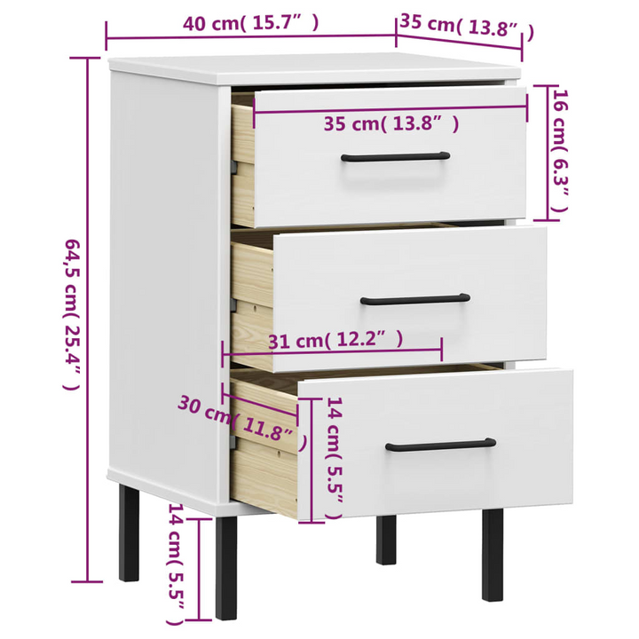 OSLO Bedside Cabinet with Metal Legs - White Solid Wood Pine - Premium  from Home Treasures - Just £56.99! Shop now at Home Treasures