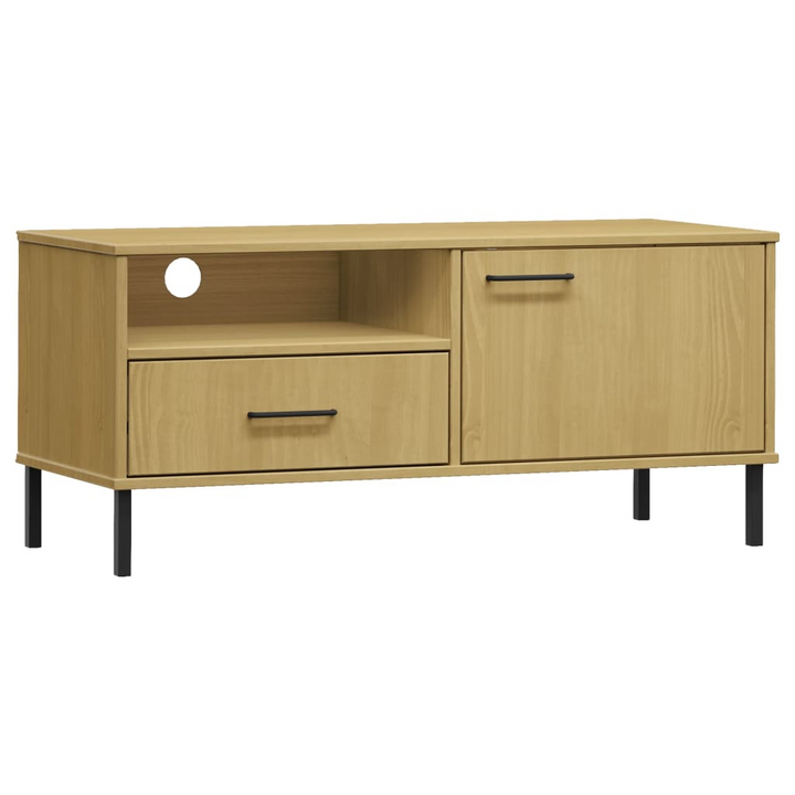 OSLO TV Cabinet with Metal Legs - Brown Solid Pine Wood, Stylish & Durable Media Console - Premium  from Home Treasures - Just £63.99! Shop now at Home Treasures