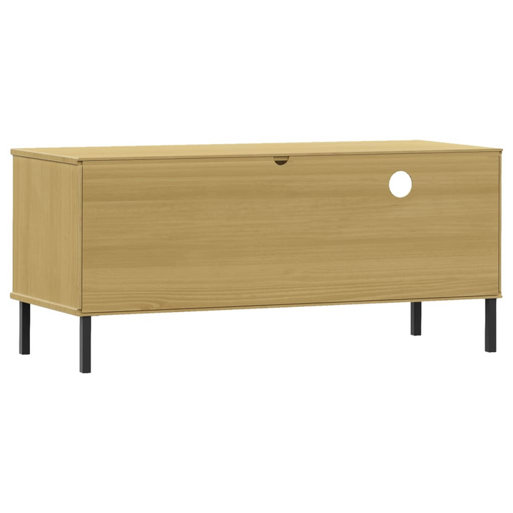 OSLO TV Cabinet with Metal Legs - Brown Solid Pine Wood, Stylish & Durable Media Console - Premium  from Home Treasures - Just £63.99! Shop now at Home Treasures