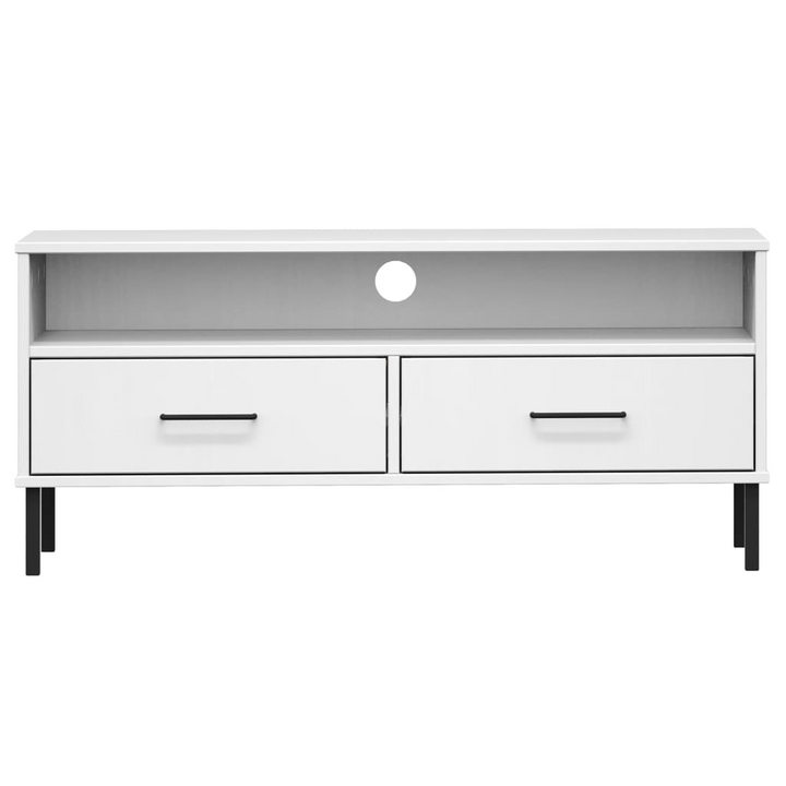 Stylish OSLO TV Cabinet with Metal Legs - White Solid Wood Pine | Modern Media Unit with Spacious Storage - Premium  from Home Treasures - Just £71.99! Shop now at Home Treasures