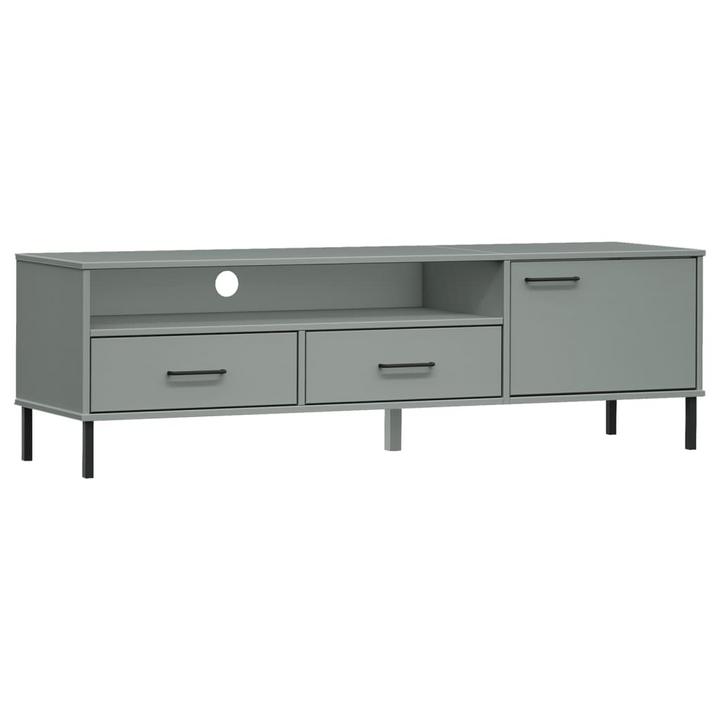 OSLO Grey Solid Wood Pine TV Cabinet with Metal Legs - Trendy & Practical Media Unit - Premium  from Home Treasures - Just £136.99! Shop now at Home Treasures