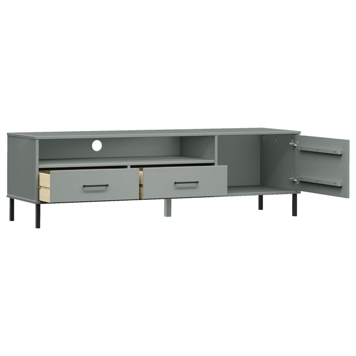 OSLO Grey Solid Wood Pine TV Cabinet with Metal Legs - Trendy & Practical Media Unit - Premium  from Home Treasures - Just £136.99! Shop now at Home Treasures