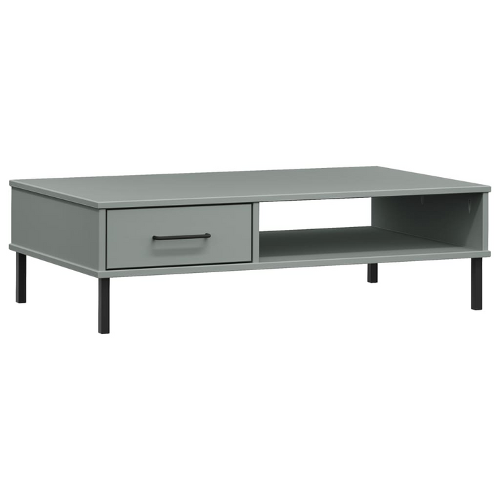 OSLO Grey Solid Wood Pine Coffee Table with Metal Legs - Stylish & Durable for Modern Living Rooms - Premium  from Home Treasures - Just £55.99! Shop now at Home Treasures