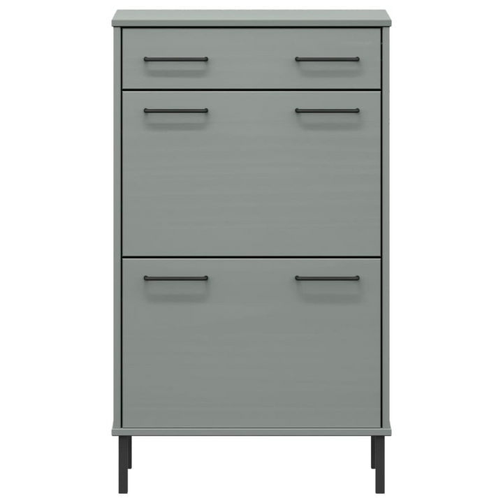 OSLO Shoe Rack with Sturdy Metal Legs - Grey Solid Pine Wood Shoe Storage Cabinet - Premium  from Home Treasures - Just £126.99! Shop now at Home Treasures