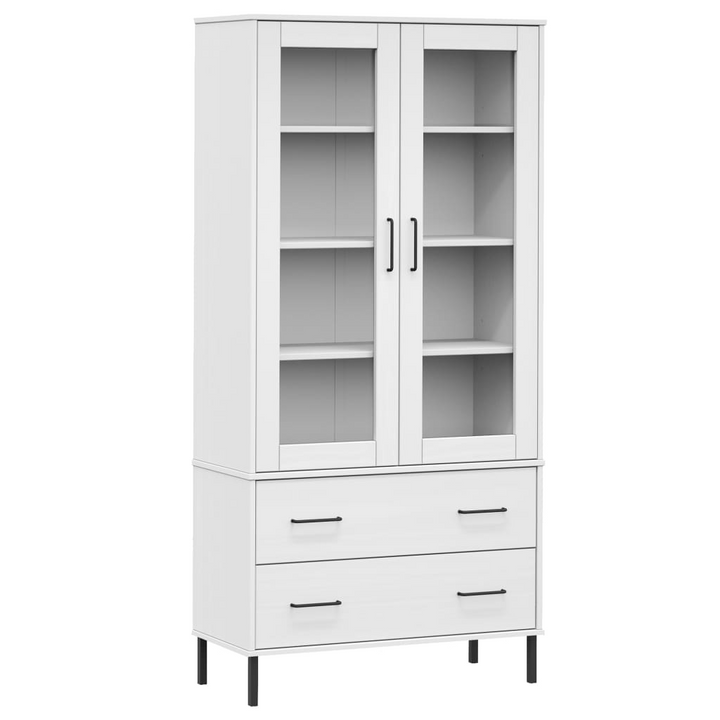 OSLO Solid Wood Highboard with Metal Legs, White 85x35x172.5 cm - Stylish Durable Storage - Premium  from Home Treasures - Just £320.99! Shop now at Home Treasures