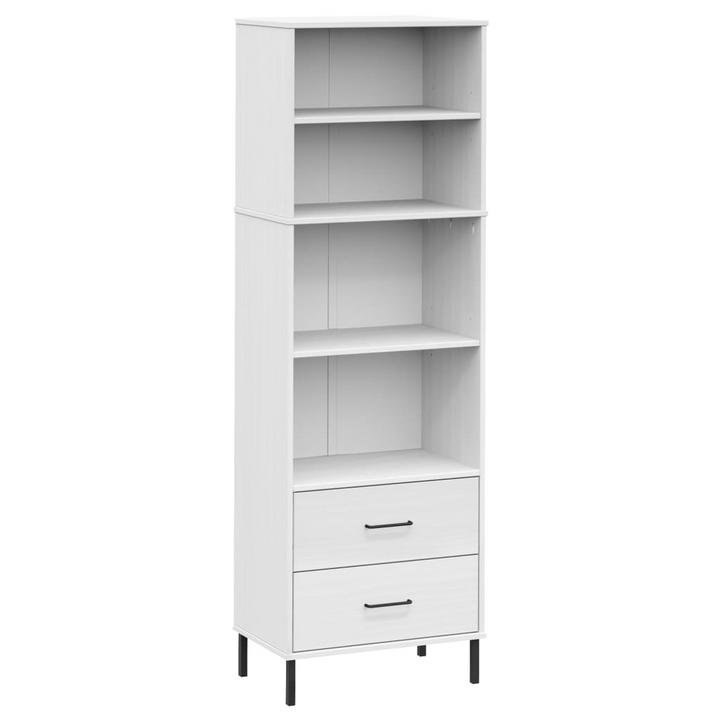 OSLO Solid Wood Bookcase with 2 Drawers - White, 60x35x180 cm - Elegant and Durable Storage Solution - Premium  from Home Treasures - Just £192.99! Shop now at Home Treasures