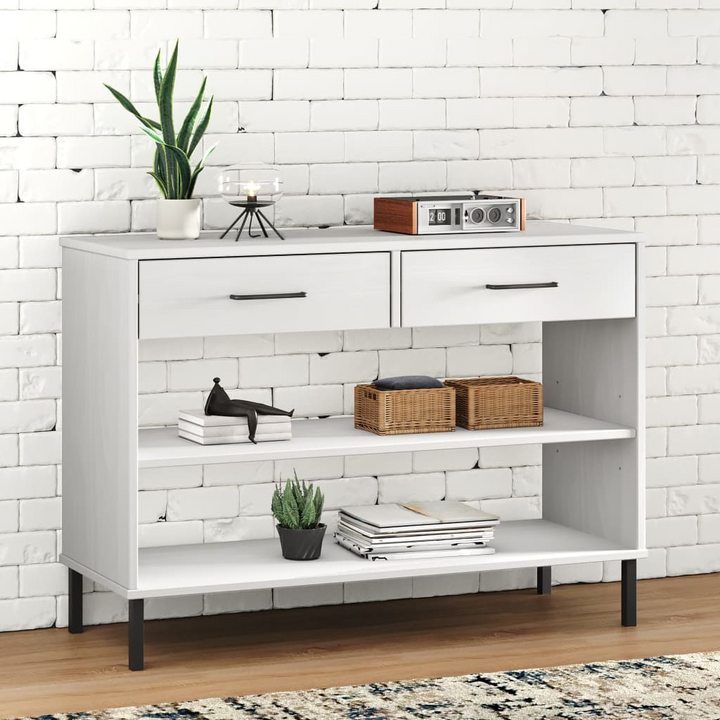 OSLO Console Cabinet - White Solid Pine Wood with Metal Legs | Modern Home Decor Storage Solution - Premium  from Home Treasures - Just £104.99! Shop now at Home Treasures