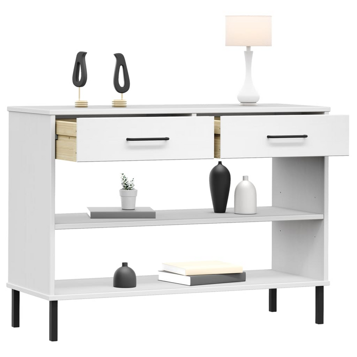 OSLO Console Cabinet - White Solid Pine Wood with Metal Legs | Modern Home Decor Storage Solution - Premium  from Home Treasures - Just £104.99! Shop now at Home Treasures