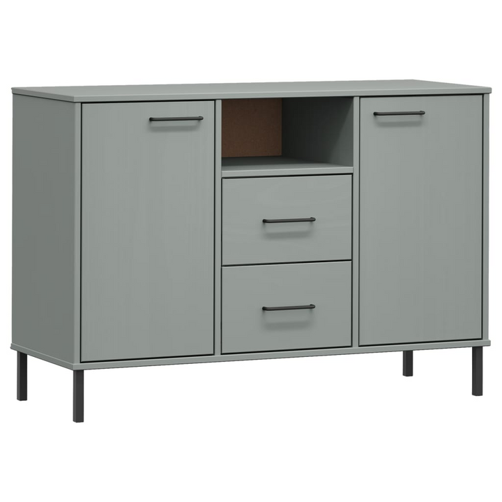 OSLO Sideboard with Metal Legs - Grey Solid Wood Storage Cabinet, 113x40x77 cm - Industrial Design & Ample Storage - Premium  from Home Treasures - Just £115.99! Shop now at Home Treasures