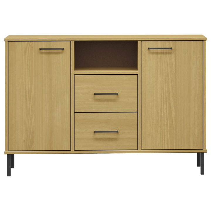 OSLO Industrial Sideboard with Metal Legs - Solid Wood, Ample Storage, 113x40x77 cm, Brown - Premium  from Home Treasures - Just £103.99! Shop now at Home Treasures