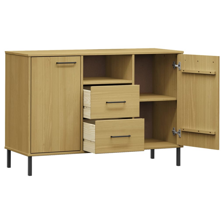 OSLO Industrial Sideboard with Metal Legs - Solid Wood, Ample Storage, 113x40x77 cm, Brown - Premium  from Home Treasures - Just £103.99! Shop now at Home Treasures