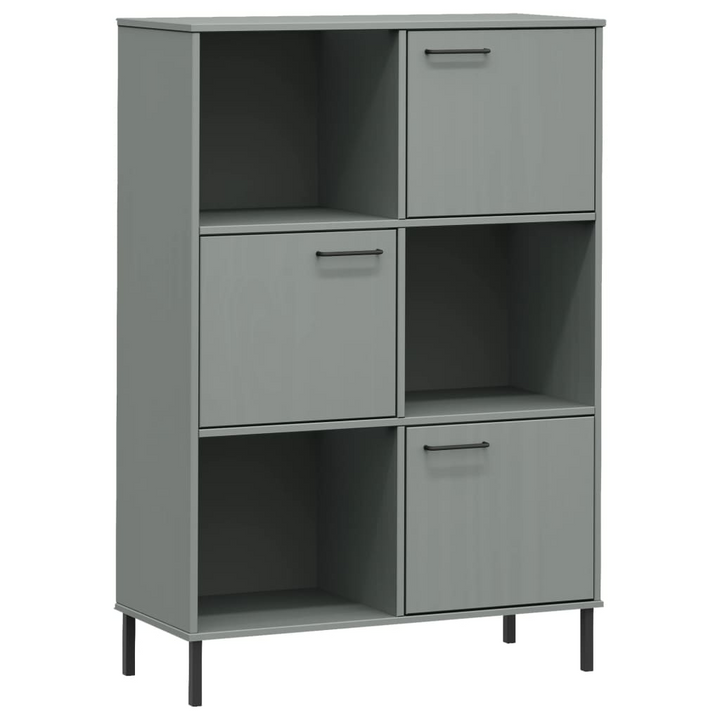 OSLO Bookcase with Metal Legs Grey - Solid Wood, Modern Storage Solution - Premium  from Home Treasures - Just £139.99! Shop now at Home Treasures