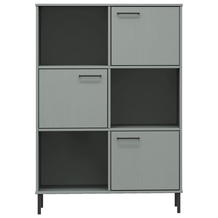 OSLO Bookcase with Metal Legs Grey - Solid Wood, Modern Storage Solution - Premium  from Home Treasures - Just £139.99! Shop now at Home Treasures