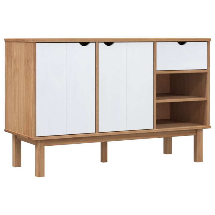 OTTA Sideboard - Rustic Brown and White - Pine Wood Storage Cabinet 114x43x73.5 cm - Premium  from Home Treasures - Just £191.99! Shop now at Home Treasures