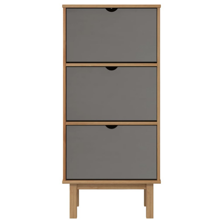 OTTA Solid Pine Wood Shoe Cabinet - 3 Drawers, Stylish Brown & Grey Finish - Perfect Shoe Storage Solution - Premium  from Home Treasures - Just £139.99! Shop now at Home Treasures