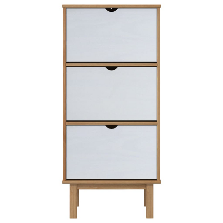 OTTA Shoe Cabinet with 3 Drawers - Brown & White Solid Pine Wood Storage Organizer - Premium  from Home Treasures - Just £154.99! Shop now at Home Treasures