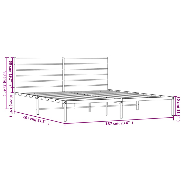 Metal Bed Frame with Headboard Black 180x200 cm Super King - Sturdy Construction, Sleek Design, Extra Storage Space - Premium  from Home Treasures - Just £118.99! Shop now at Home Treasures