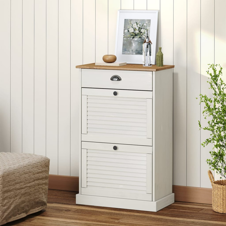 VIGO Shoe Cabinet 60x35x96 cm – White Solid Pine Wood, Ample Storage & Easy Maintenance - Premium  from Home Treasures - Just £136.99! Shop now at Home Treasures