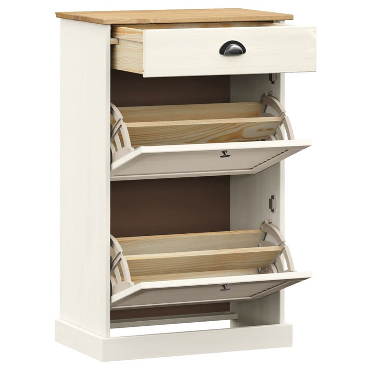 VIGO Shoe Cabinet 60x35x96 cm – White Solid Pine Wood, Ample Storage & Easy Maintenance - Premium  from Home Treasures - Just £136.99! Shop now at Home Treasures