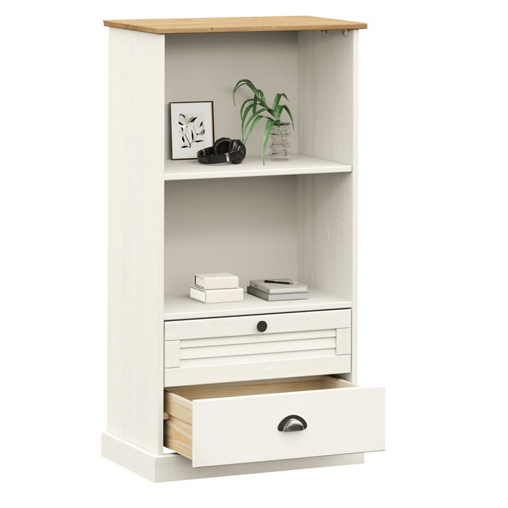 VIGO White Solid Pine Wood Bookcase - 60x35x114.5 cm | Rustic Charm, Ample Storage - Premium  from Home Treasures - Just £169.99! Shop now at Home Treasures