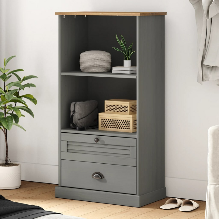 VIGO Bookcase in Grey - 60x35x114.5 cm Solid Pine Wood | Rustic Charm & Ample Storage - Premium  from Home Treasures - Just £106.99! Shop now at Home Treasures