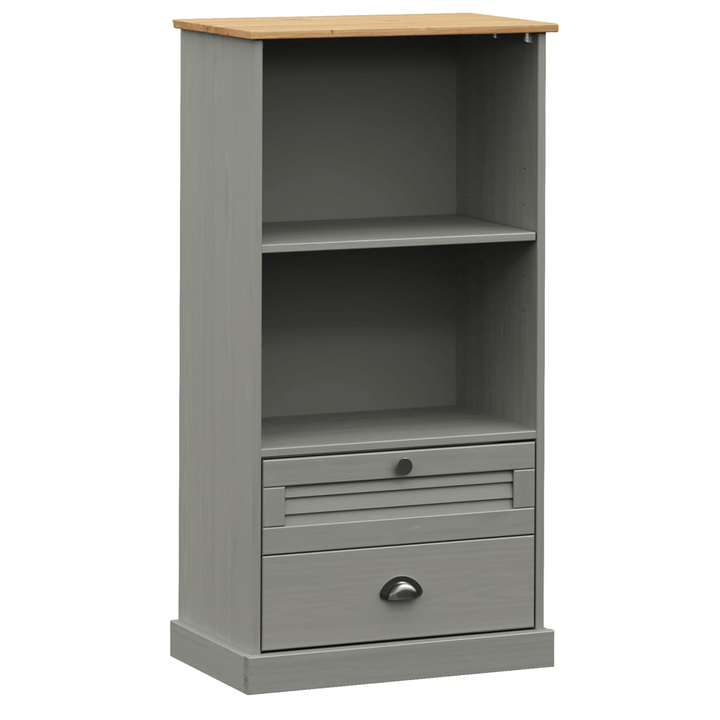 VIGO Bookcase in Grey - 60x35x114.5 cm Solid Pine Wood | Rustic Charm & Ample Storage - Premium  from Home Treasures - Just £106.99! Shop now at Home Treasures