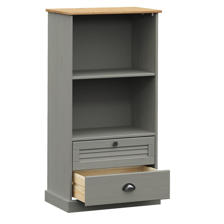 VIGO Bookcase in Grey - 60x35x114.5 cm Solid Pine Wood | Rustic Charm & Ample Storage - Premium  from Home Treasures - Just £106.99! Shop now at Home Treasures