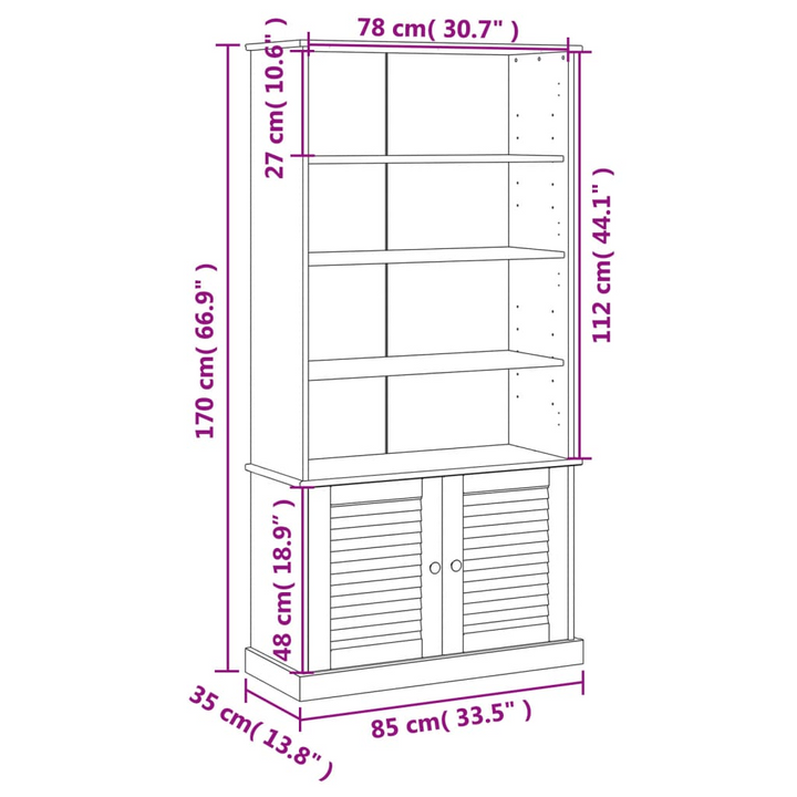 VIGO Solid Wood Pine Bookcase - Rustic Charm for Your Home Interior - Premium  from Home Treasures - Just £288.99! Shop now at Home Treasures