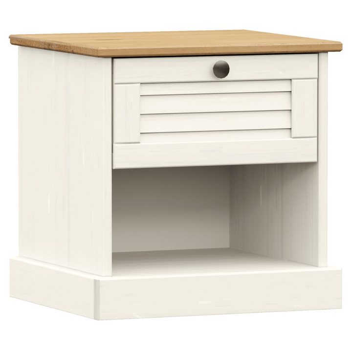 VIGO Bedside Cabinet - Elegant White 42x35x42 cm Solid Wood Pine Nightstand with Drawer and Compartment | Stylish & Functional Storage Solution - Premium  from Home Treasures - Just £49.99! Shop now at Home Treasures