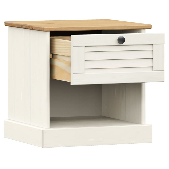 VIGO Bedside Cabinet - Elegant White 42x35x42 cm Solid Wood Pine Nightstand with Drawer and Compartment | Stylish & Functional Storage Solution - Premium  from Home Treasures - Just £49.99! Shop now at Home Treasures